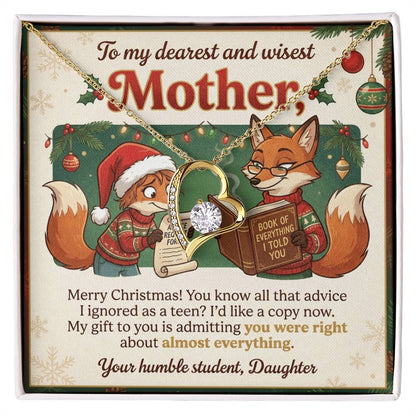 To My Mother Necklace From Daughter, Funny Christmas Gift, Holiday Present for Mom, Gift for Mother, Love Knot Necklace-LKN36053