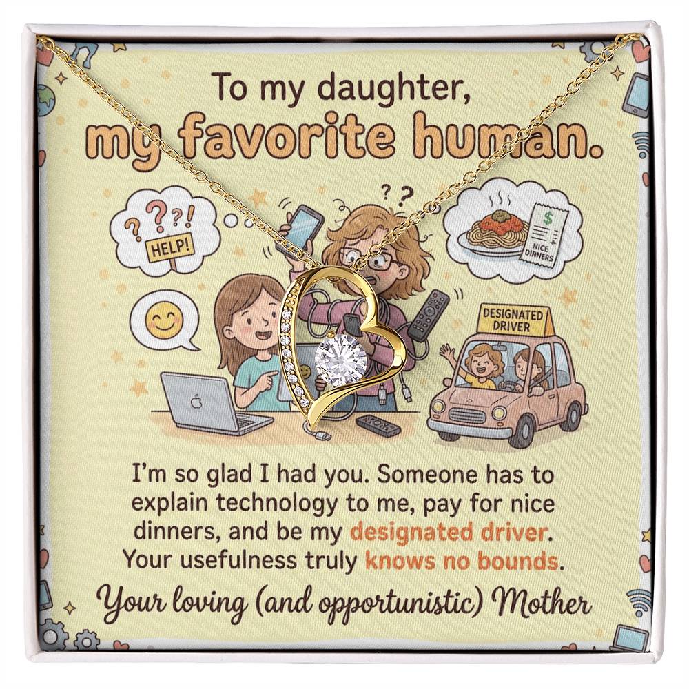 To My Daughter Necklace From Mother - Funny Birthday Gift for Daughter, Christmas Present From Mom, Appreciation Gift - Love Knot Necklace-LKN12314