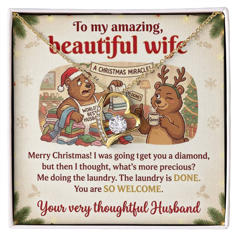 To My Wife Necklace From Husband, Funny Christmas Gift For Her, Humorous Holiday Present - Love Knot Necklace-LKN90290
