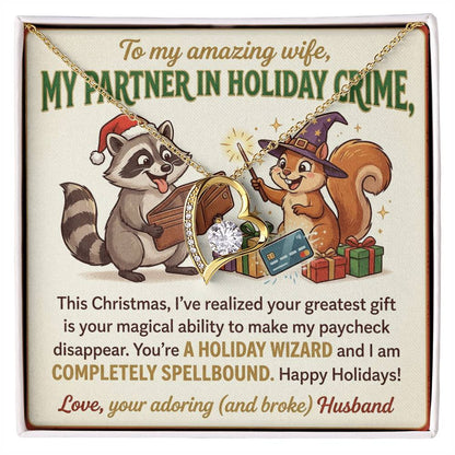 To My Wife Necklace From Husband, Funny Christmas Gift, Partner In Holiday Crime, Love Knot Necklace-LKN99813