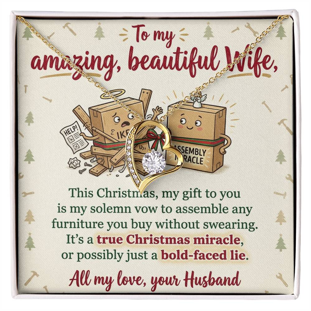 To My Wife Necklace From Husband, Funny Christmas Gift For Her, Christmas Miracle Present, Love Knot Necklace-LKN22909