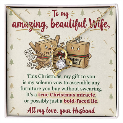 To My Wife Necklace From Husband, Funny Christmas Gift For Her, Christmas Miracle Present, Love Knot Necklace-LKN22909