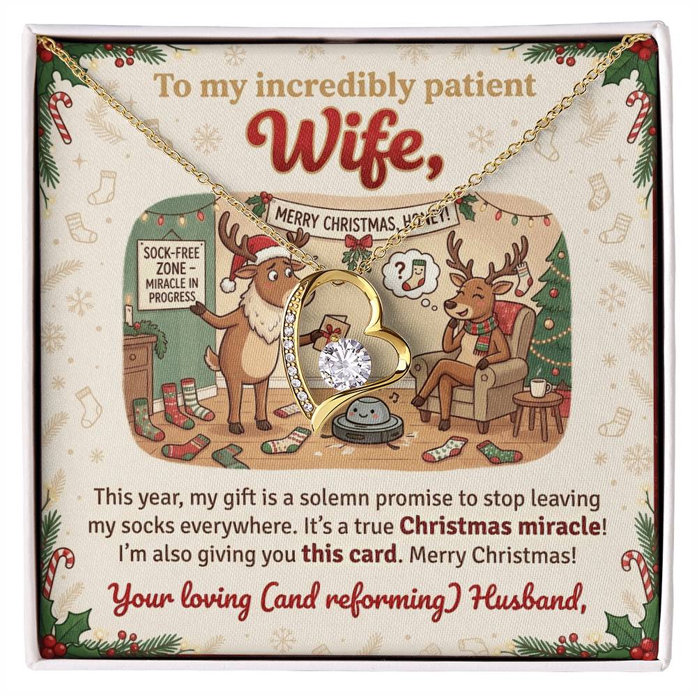 To My Wife Necklace From Husband, Funny Christmas Gift for My Patient Wife, Holiday Jewelry Gift, Love Knot Necklace-LKN82596