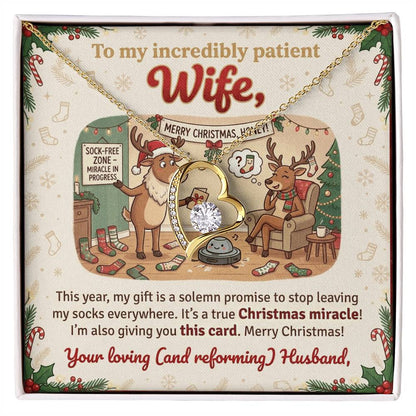 To My Wife Necklace From Husband, Funny Christmas Gift for My Patient Wife, Holiday Jewelry Gift, Love Knot Necklace-LKN82596