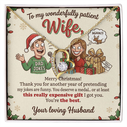 To My Wife Necklace From Husband, Funny Merry Christmas Gift, Sentimental Jewelry For Her, Love Knot Necklace-LKN19414
