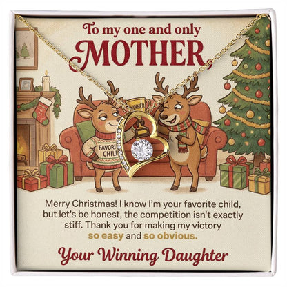 To My Mother Necklace From Daughter, Funny Favorite Child Christmas Gift, Xmas Present for Mom - Love Knot Necklace-LKN75523