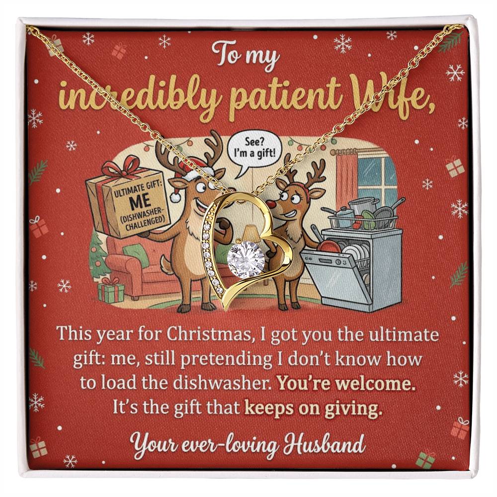 To My Wife Necklace From Husband, Funny Christmas Gift, Humorous Present for Incredibly Patient Wife - Love Knot Necklace-LKN23698