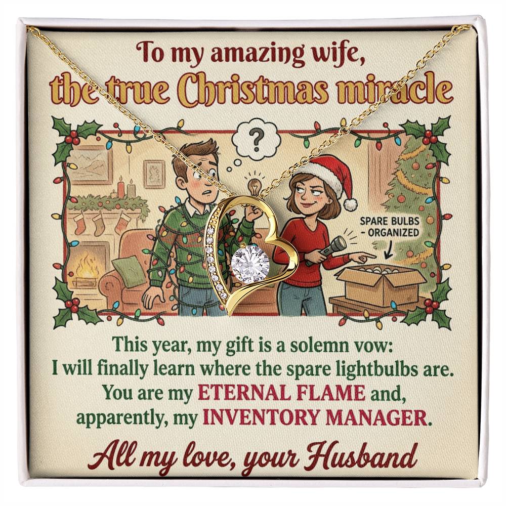 To My Wife Necklace From Husband, Funny Christmas Gift for Her, Holiday Present, Eternal Flame - Love Knot Necklace-LKN21365