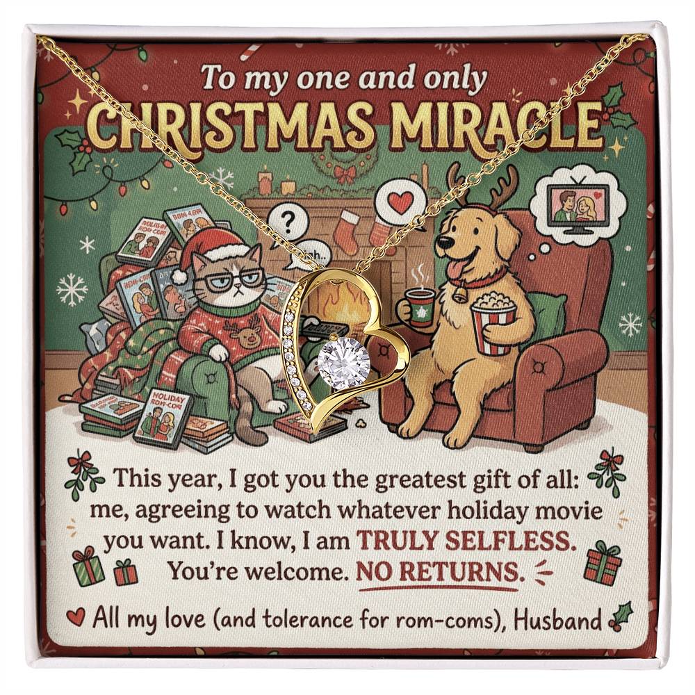 To My Christmas Miracle Necklace From Husband, Funny Christmas Gift for Wife, Romantic Holiday Jewelry, Love Knot Necklace-LKN65381
