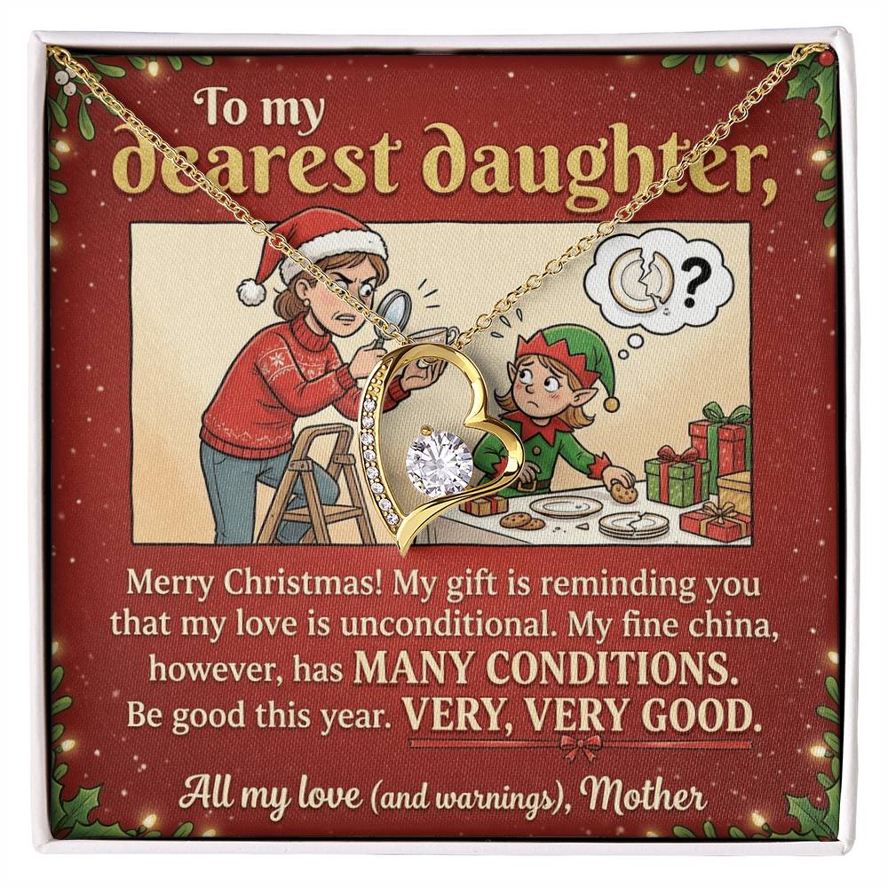 To My Daughter Necklace From Mother, Funny Christmas Gift, Unconditional Love, Holiday Present for Daughter - Love Knot Necklace-LKN99362