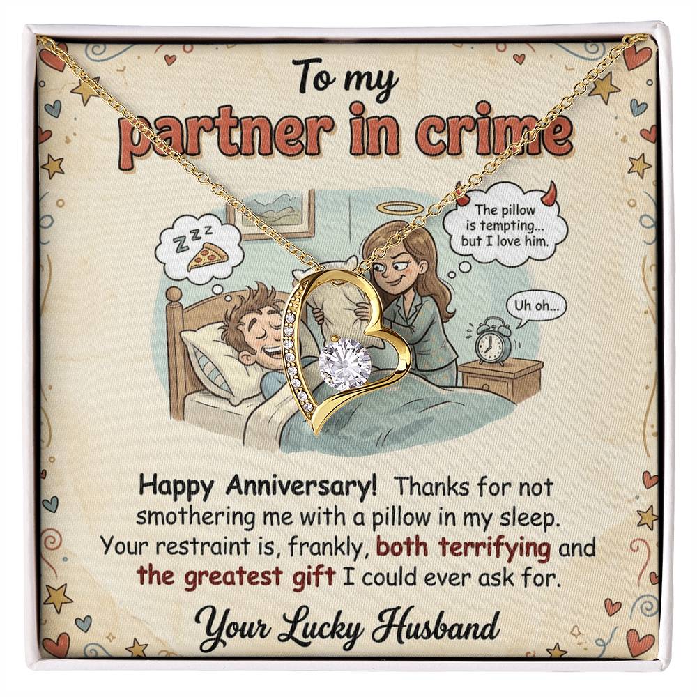 To My Partner In Crime Necklace From Husband, Funny Anniversary Gift For Wife, Love Knot Necklace-LKN96079