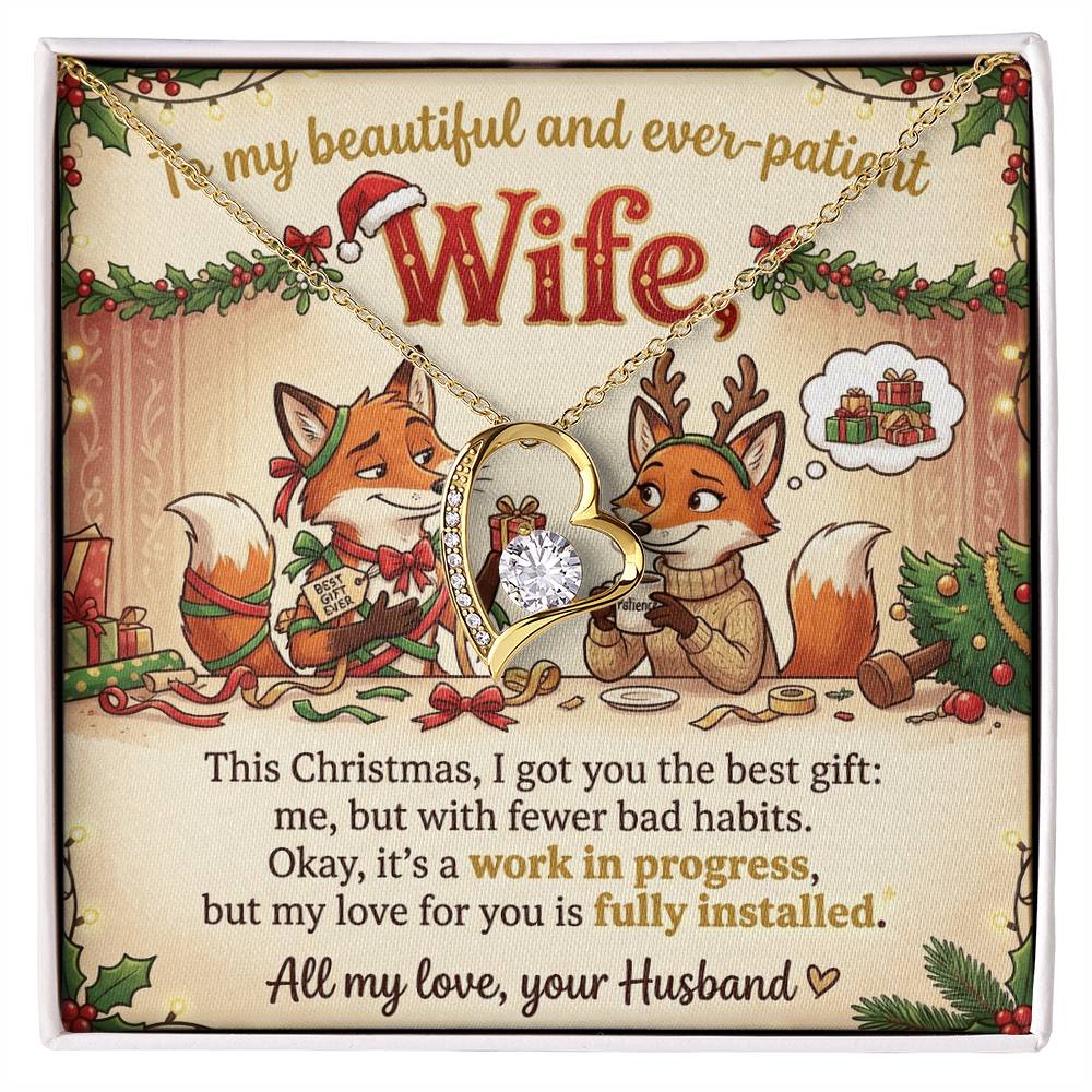 To My Wife Necklace From Husband, Funny Christmas Gift, Holiday Jewelry, Gift for Ever-Patient Wife - Love Knot Necklace-LKN16772