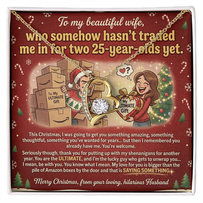 To My Wife Necklace From Husband, Funny Christmas Gift, Wife Birthday Gift, Romantic Anniversary Present - Love Knot Necklace-LKN54175