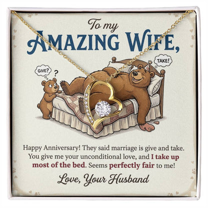 To My Wife Necklace From Husband, Funny Anniversary Gift, Romantic Gift for Her, Wife Gift - Love Knot Necklace-LKN80275