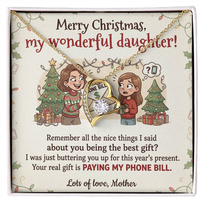 To My Daughter Necklace From Mother, Funny Christmas Gift, Xmas Present For Her, Love Knot Necklace-LKN73271