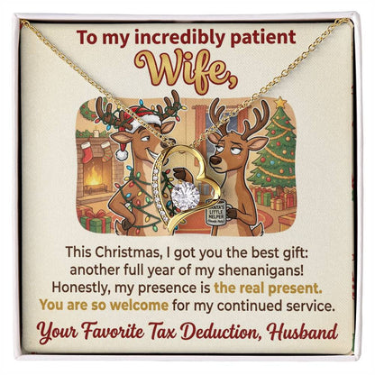 To My Wife Necklace From Husband, Funny Christmas Gift, Holiday Present for Her - Love Knot Necklace-LKN64416
