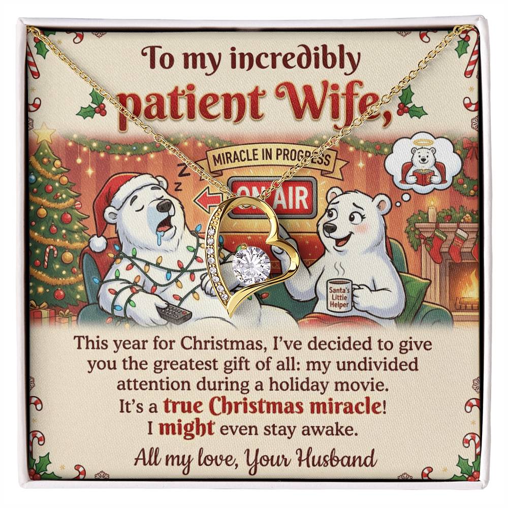 To My Patient Wife Necklace From Husband, Funny Christmas Gift, Holiday Present for Her - Love Knot Necklace-LKN52468