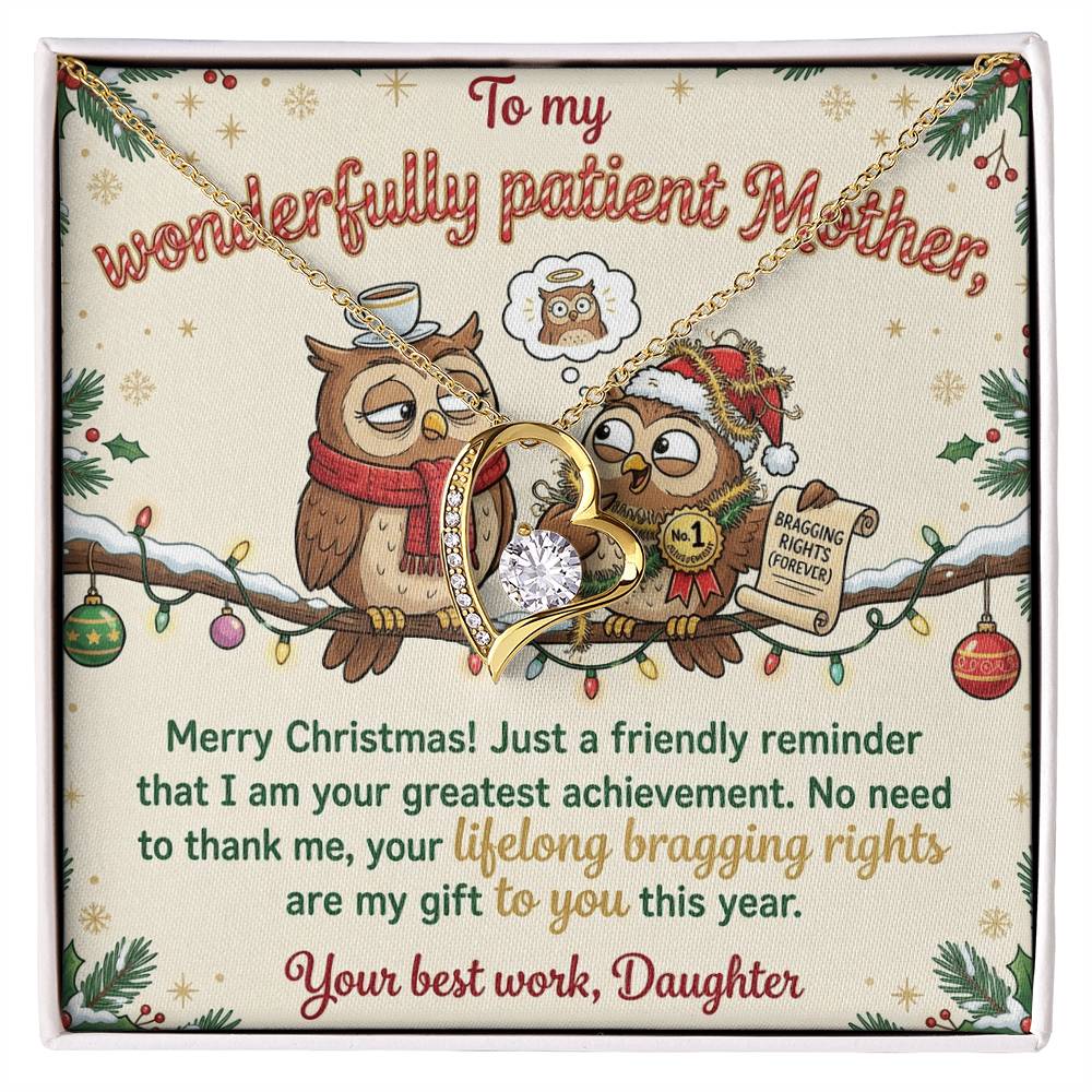 To My Mother Necklace From Daughter, Funny Christmas Gift, Mom Birthday Present, Your Greatest Achievement - Love Knot Necklace-LKN54481