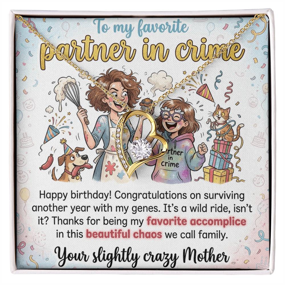 To My Daughter Necklace From Mom - Funny Birthday Gift, My Partner In Crime - Love Knot Necklace-LKN23675