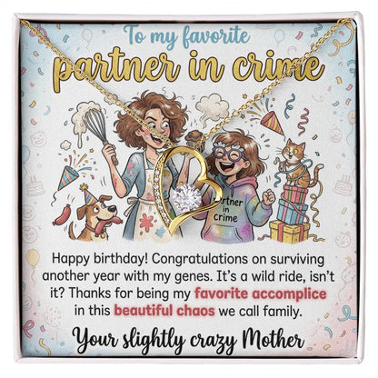 To My Daughter Necklace From Mom - Funny Birthday Gift, My Partner In Crime - Love Knot Necklace-LKN23675