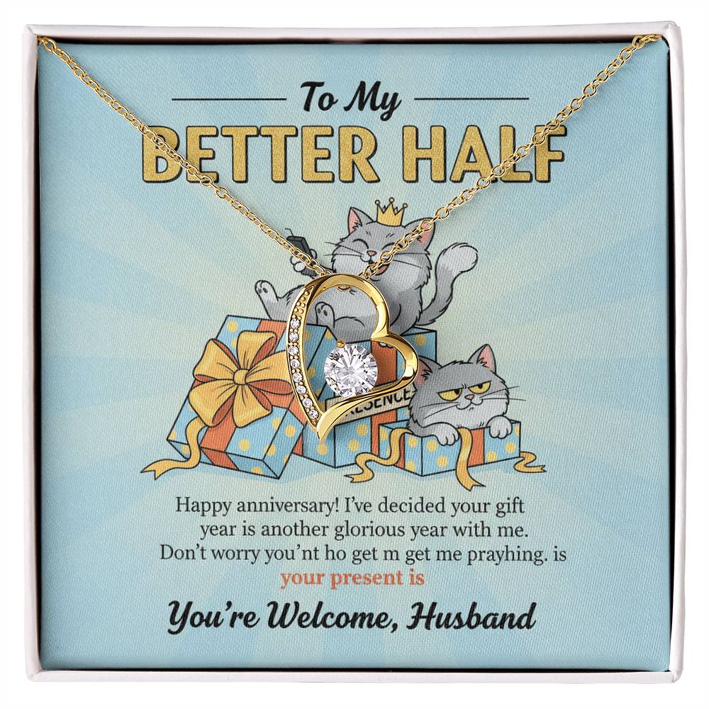 To My Husband Necklace From Wife, Funny Anniversary Gift for Him, Better Half Birthday Card - Love Knot Necklace-LKN85546