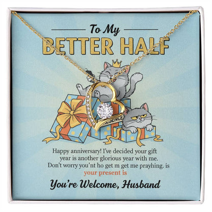 To My Husband Necklace From Wife, Funny Anniversary Gift for Him, Better Half Birthday Card - Love Knot Necklace-LKN85546