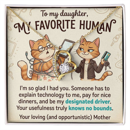 To My Daughter Necklace From Mother, Funny Birthday Gift for Daughter, Christmas Present From Mom, Love Knot Necklace-LKN91201