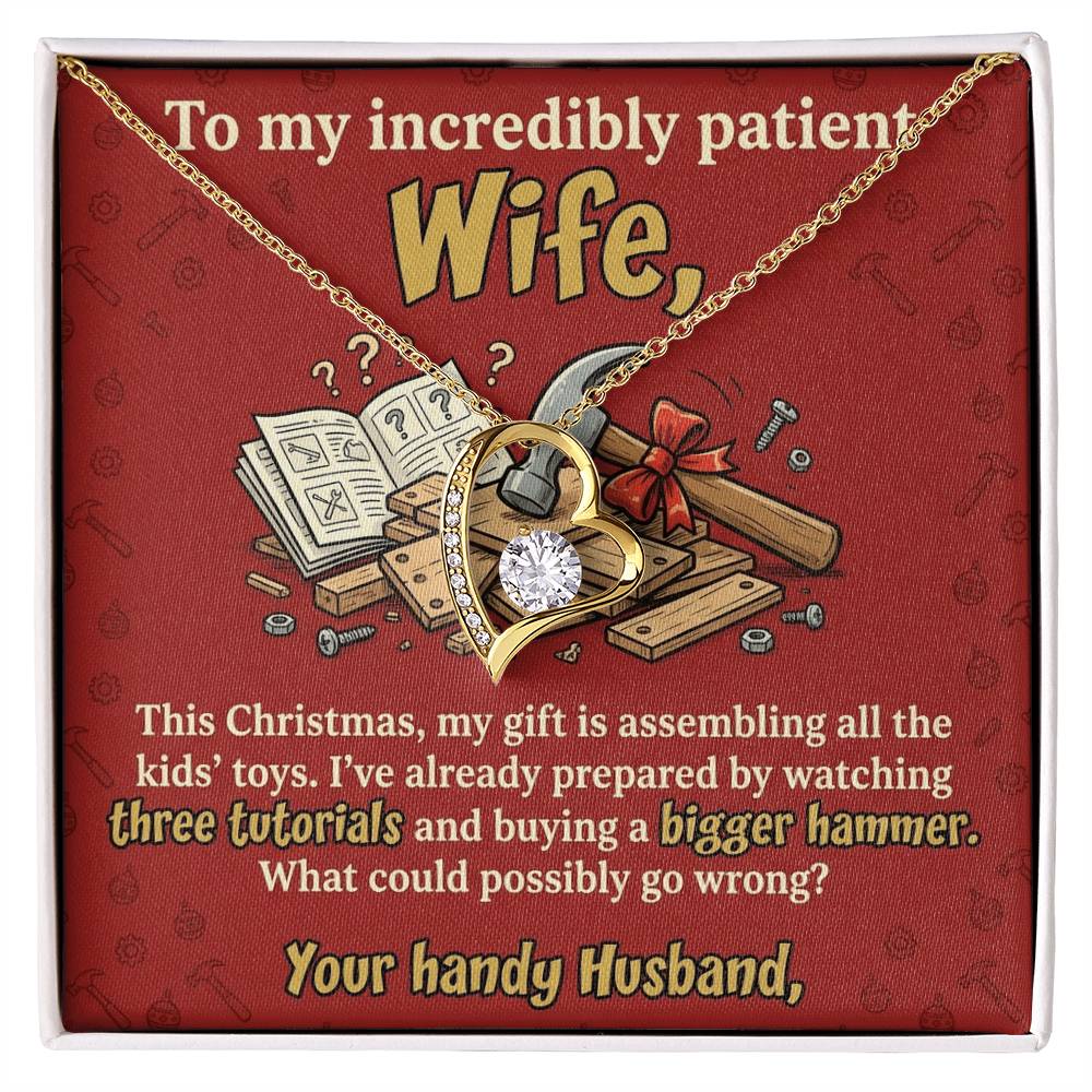 To My Wife Necklace From Husband, Funny Christmas Gift for Wife, Holiday Gift Idea for Her, Husband to Wife Gift - Love Knot Necklace-LKN23522