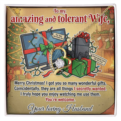 To My Wife Necklace From Husband, Funny Christmas Gift for Her, Xmas Gag Gift Idea, Love Knot Necklace-LKN53887