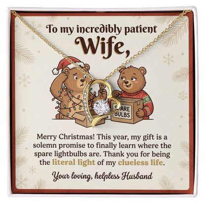 To My Wife Necklace From Husband, Funny Christmas Gift for Wife, Holiday Gift Idea - Love Knot Necklace-LKN26651