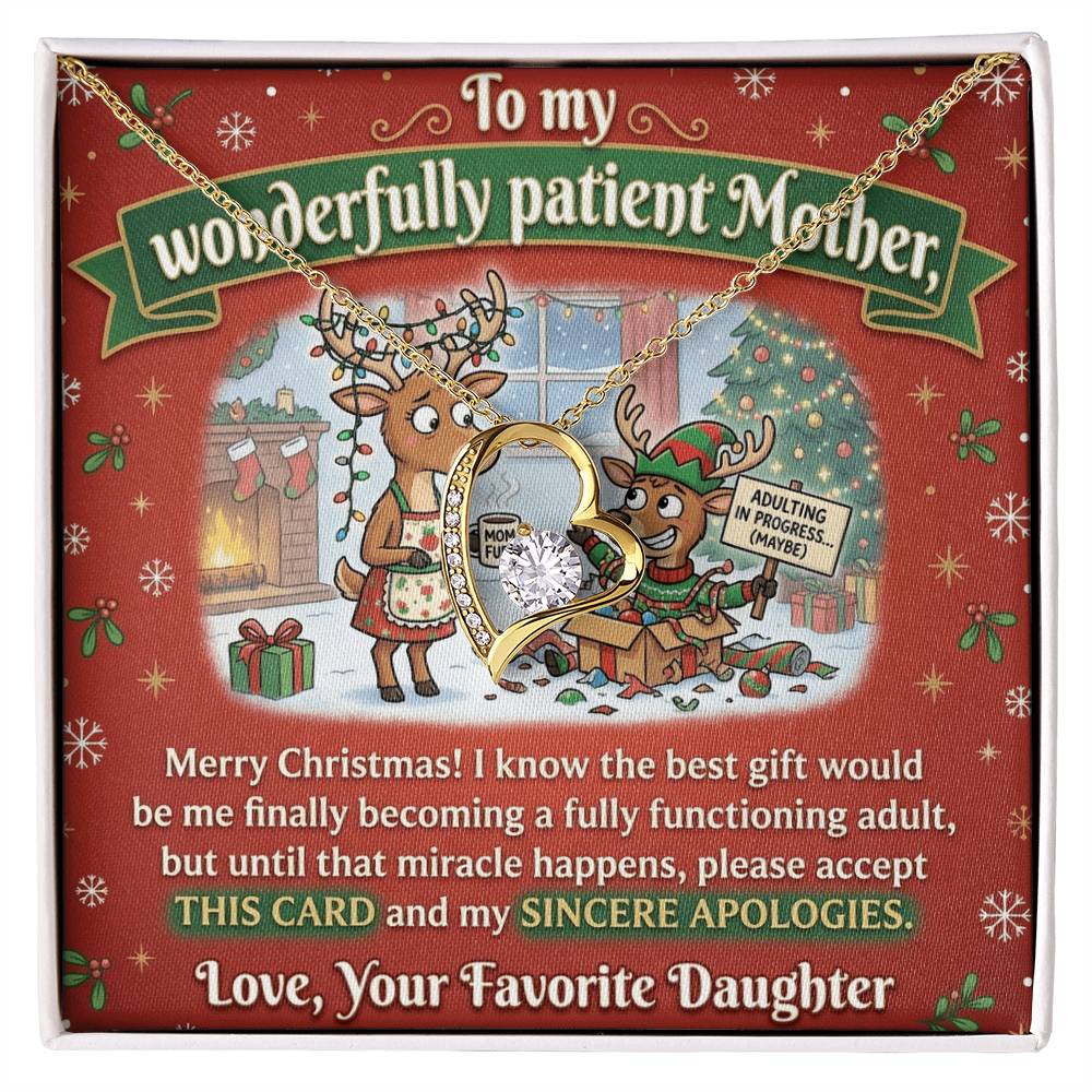 To My Mother Necklace From Daughter, Funny Christmas Gift for Mom, Adulting In Progress - Love Knot Necklace-LKN99492