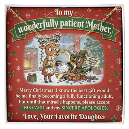 To My Mother Necklace From Daughter, Funny Christmas Gift for Mom, Adulting In Progress - Love Knot Necklace-LKN99492