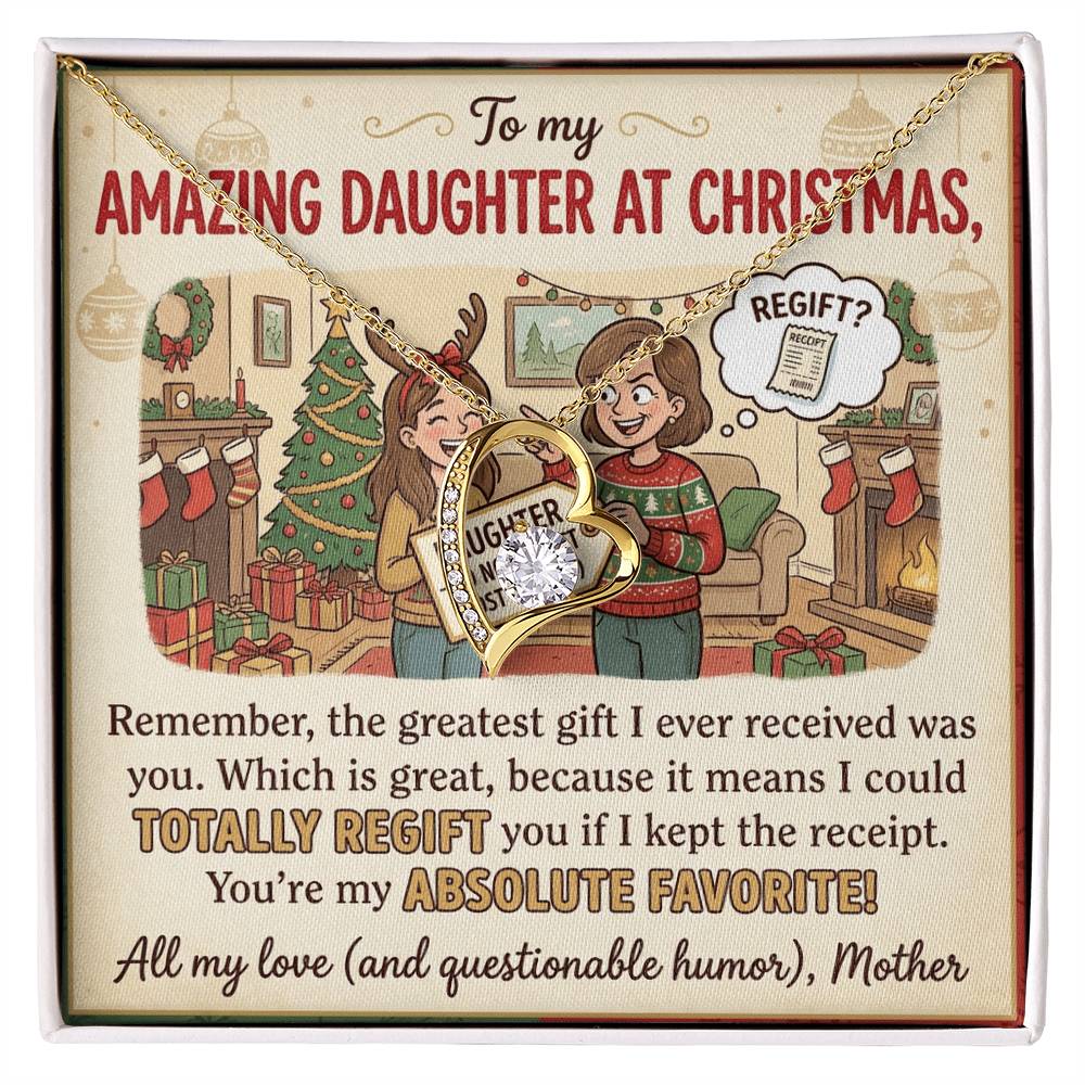 To My Daughter Necklace From Mother, Funny Christmas Gift, Favorite Daughter Gift Idea - Love Knot Necklace-LKN81928