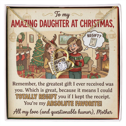 To My Daughter Necklace From Mother, Funny Christmas Gift, Favorite Daughter Gift Idea - Love Knot Necklace-LKN81928