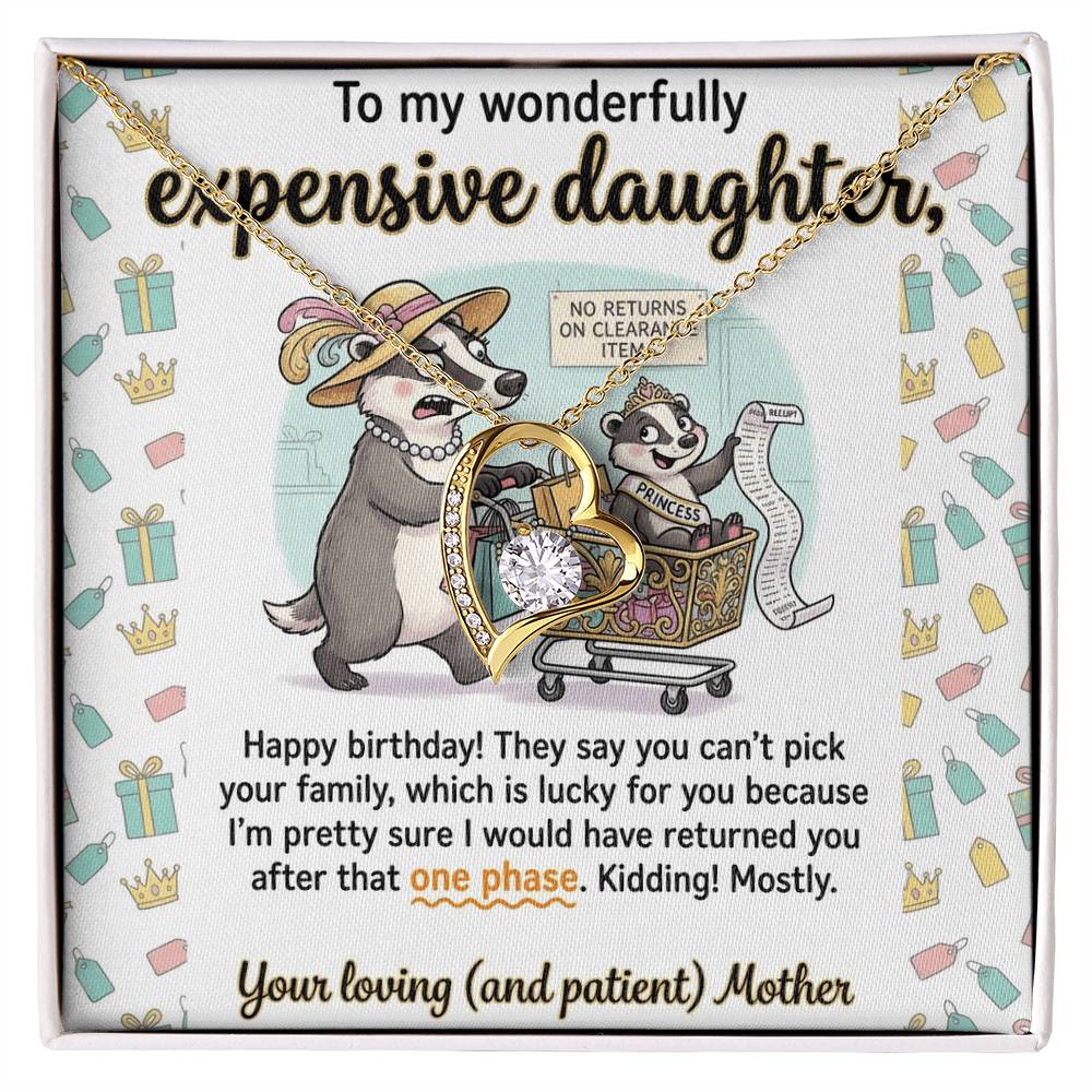 To My Daughter Necklace From Mother, Funny Happy Birthday Gift, Sentimental Gift for Daughter from Mom, Expensive Daughter, Love Knot Necklace-LKN83459