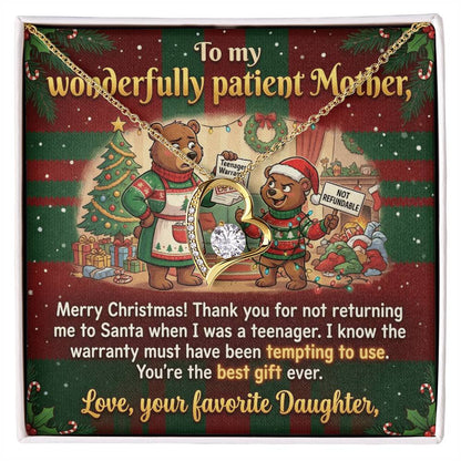 To My Mother Necklace From Daughter, Funny Christmas Gift For Mom, Birthday Gift, You're The Best Gift Ever, Love Knot Necklace-LKN10030