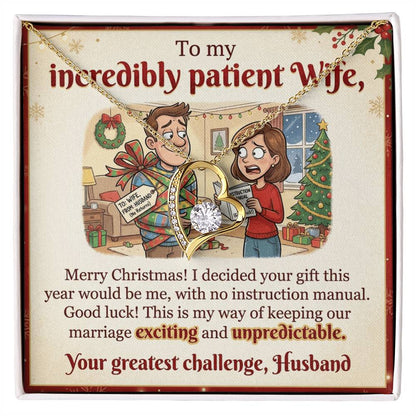 To My Wife Necklace From Husband, Funny Christmas Gift For Wife, Xmas Gift, Marriage Gift, Love Knot Necklace-LKN89109