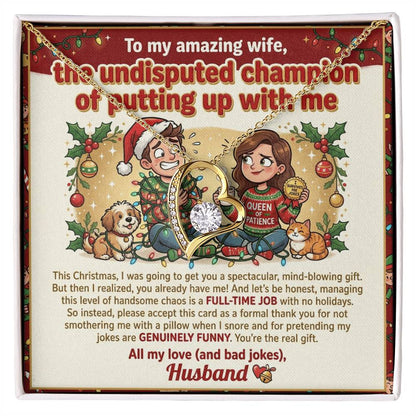 To My Wife Necklace From Husband, Funny Christmas Gift, Holiday Present For Her, Love Knot Necklace-LKN93284