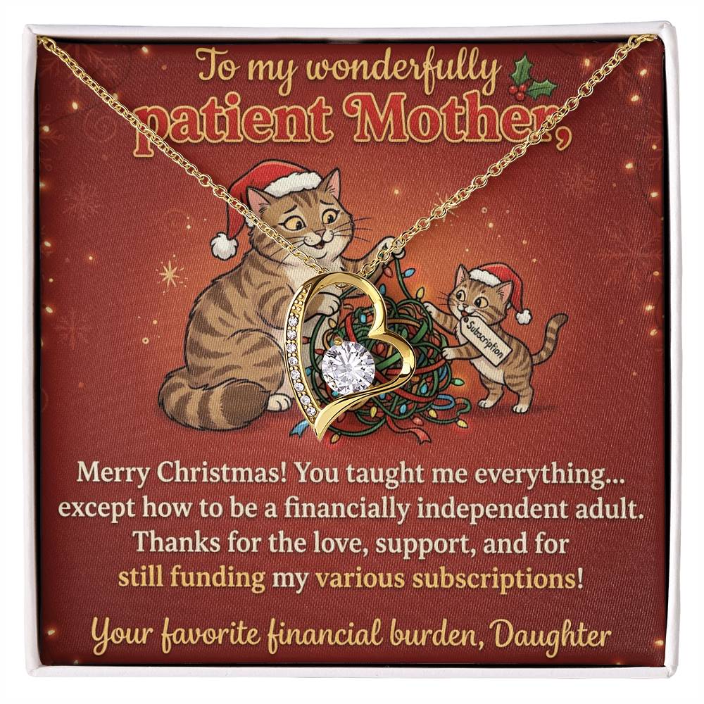 To My Mother Necklace From Daughter, Funny Christmas Gift for Mom, Humorous Xmas Present, Love Knot Necklace-LKN91310