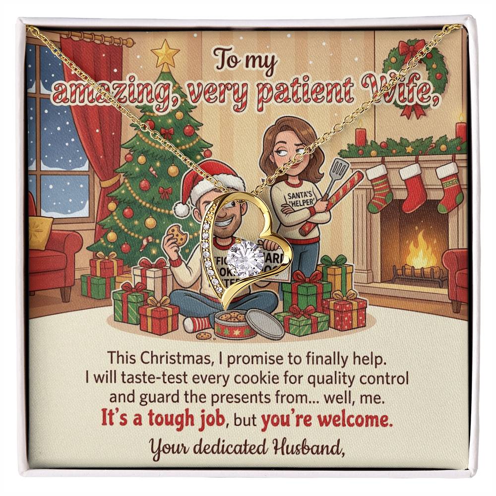 To My Wife Necklace From Husband, Funny Christmas Gift for Her, Holiday Present, Amazing Patient Wife Gift - Love Knot Necklace-LKN70058