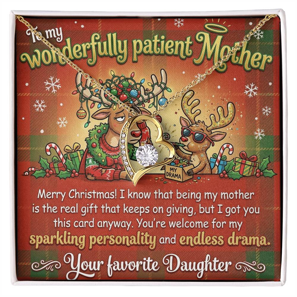 To My Mother Necklace From Daughter, Funny Christmas Gift for Mom, Holiday Jewelry Gift, Endless Drama - Love Knot Necklace-LKN21923