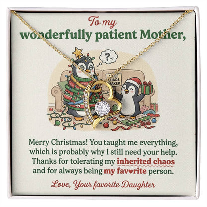 To My Mother Necklace From Daughter, Funny Christmas Gift For Mom, Holiday Present For Mother - Love Knot Necklace-LKN16282
