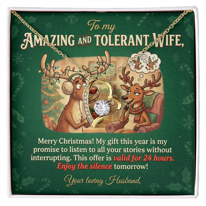 To My Wife Necklace From Husband, Funny Christmas Gift, Holiday Present for Her, Amazing Wife Gift - Love Knot Necklace-LKN39938