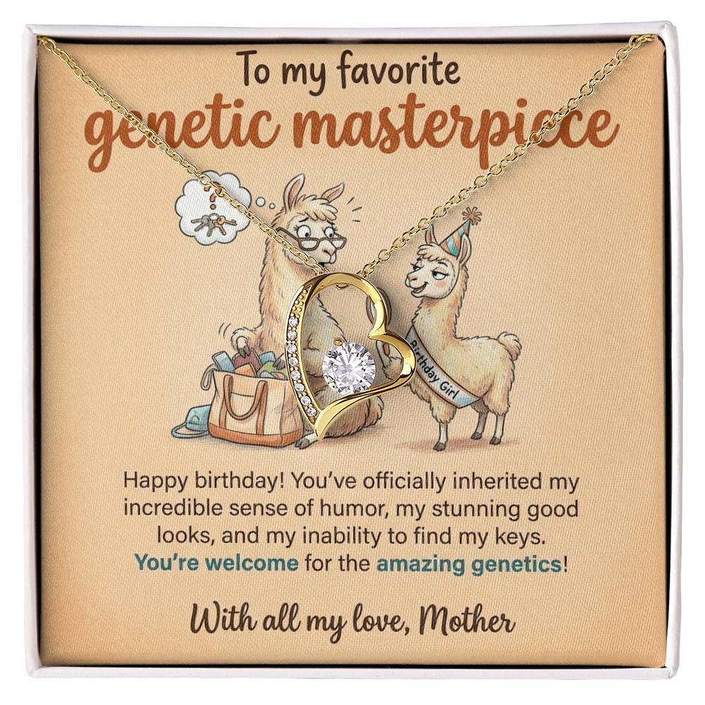 To My Genetic Masterpiece Necklace From Mother, Funny Birthday Gift For Daughter, Unique Gift From Mom - Love Knot Necklace-LKN14332