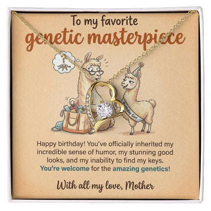 To My Genetic Masterpiece Necklace From Mother, Funny Birthday Gift For Daughter, Unique Gift From Mom - Love Knot Necklace-LKN14332