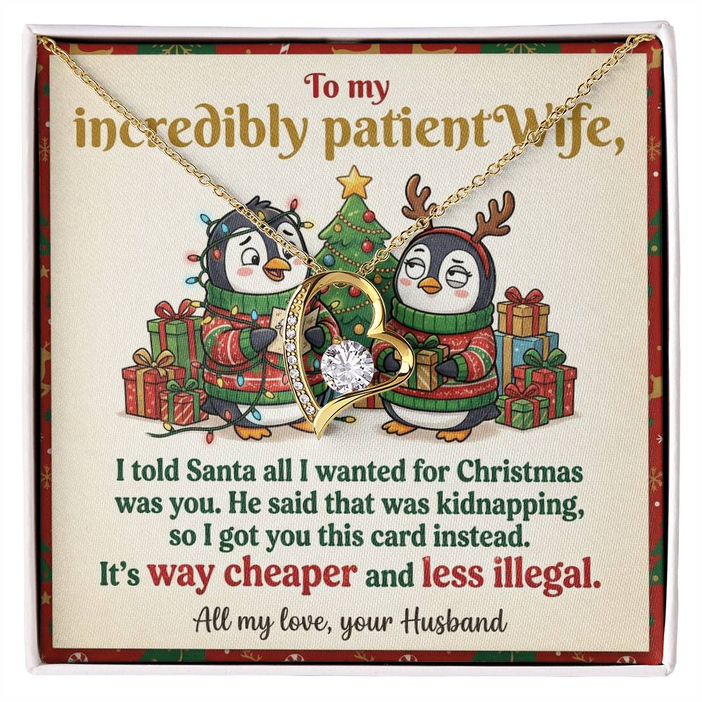 To My Wife Necklace From Husband, Funny Christmas Gift for Her, Romantic Holiday Present, Anniversary Gift - Love Knot Necklace-LKN66194