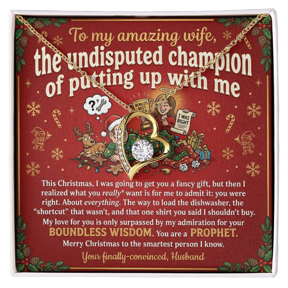 To My Wife Necklace From Husband, Funny Christmas Gift, Romantic Anniversary Present, Boundless Wisdom, Love Knot Necklace-LKN14931