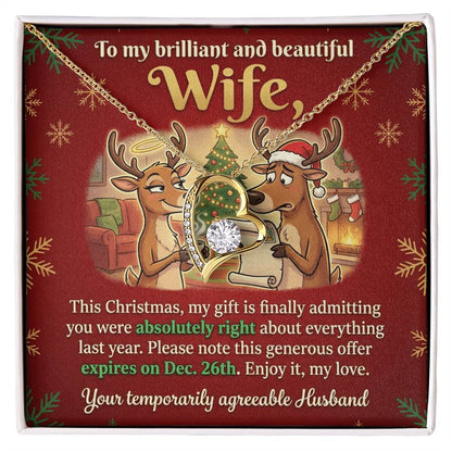 To My Wife Necklace From Husband, Funny Christmas Gift for Her, Humorous Holiday Present, Love Knot Necklace-LKN74415