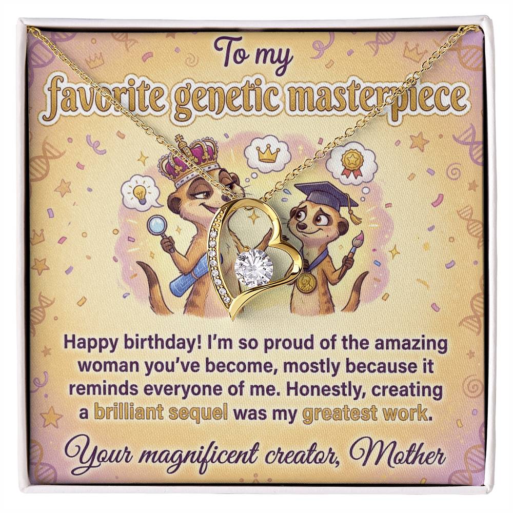 To My Genetic Masterpiece Necklace From Mother - Happy Birthday Gift for Daughter, Funny Mom Gift Idea, Love Knot Necklace-LKN86651