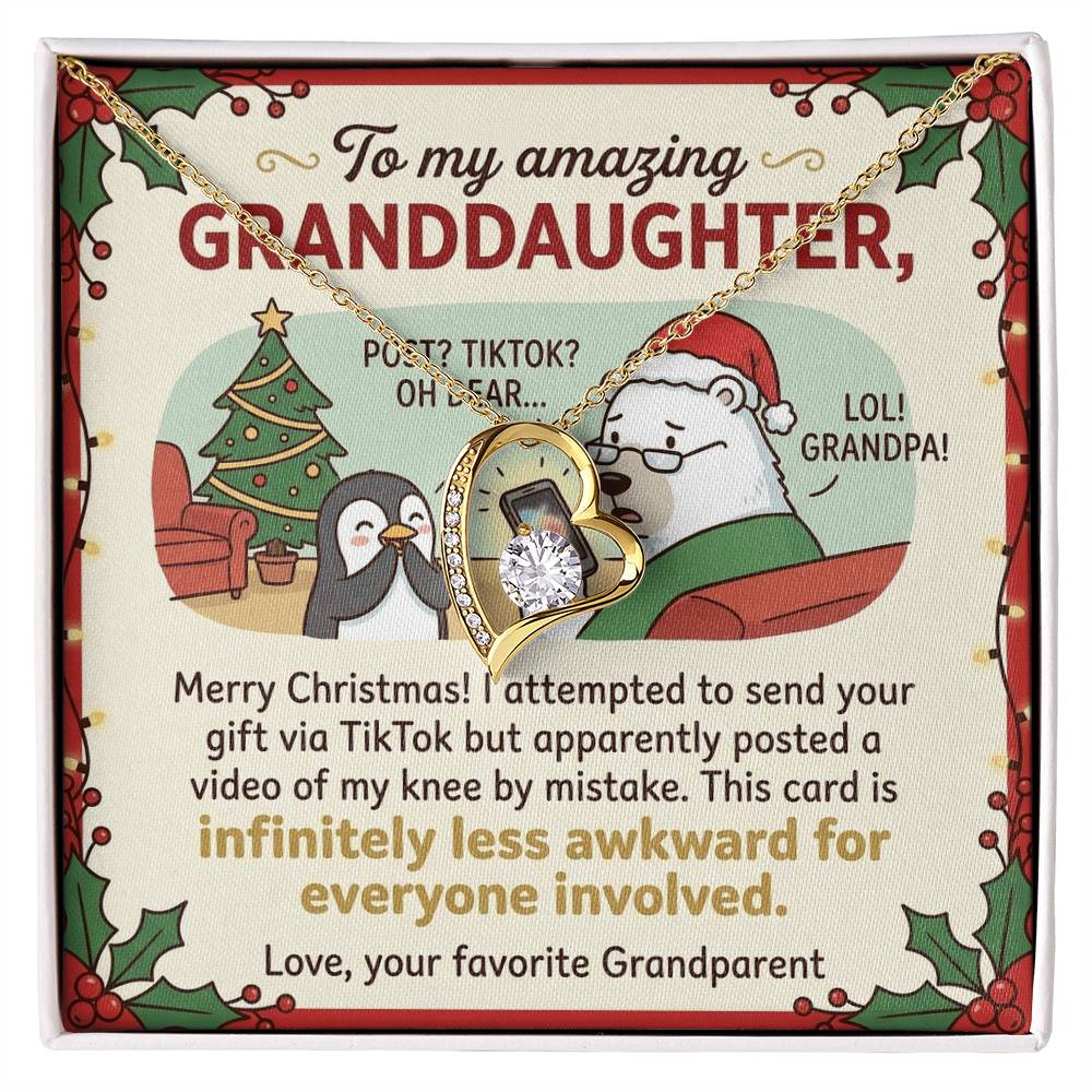 To My Granddaughter Necklace From Grandparent, Funny Christmas Gift for Granddaughter, Xmas Gift Idea - Love Knot Necklace-LKN45951